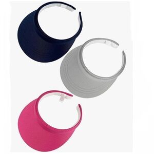 NEW 3 Pack Womens Sport Sun Golf Visor Hats One Size Fits Most 100% Polyester